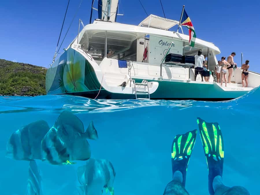 Mahé: Baie Ternay Park Catamaran Cruise with BBQ Lunch - A BBQ lunch with the sea as your dining room
